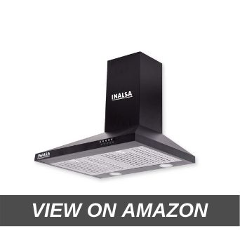 Inalsa 60 cm, 1050 m³/hr Pyramid Chimney Classica 60BKBF with SS Baffle Filter (Black)