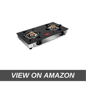 Pigeon By Stovekraft Favourite 2-Burner Glass Top Gas Stove, Black