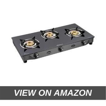 Sunflame GT Pride Glass Top Gas Stove, 3 Burner Gas Stove, Black (2 Year Warranty)